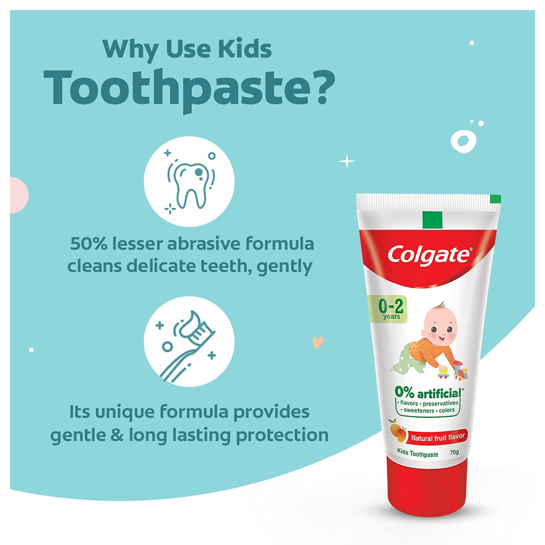 Colgate Enamel Protection Toothpaste for Kids (0-2 years), Natural Fruit Flavour, Fluoride Free,SLS Free - 70g Tube , 0% artificial preservatives, colors or sweetners – view 4