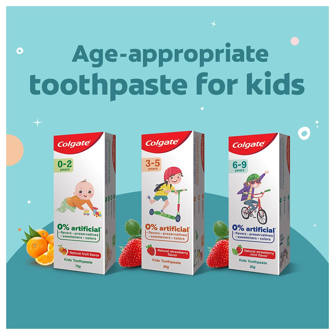Colgate Enamel Protection Toothpaste for Kids (0-2 years), Natural Fruit Flavour, Fluoride Free,SLS Free - 70g Tube , 0% artificial preservatives, colors or sweetners – view 7