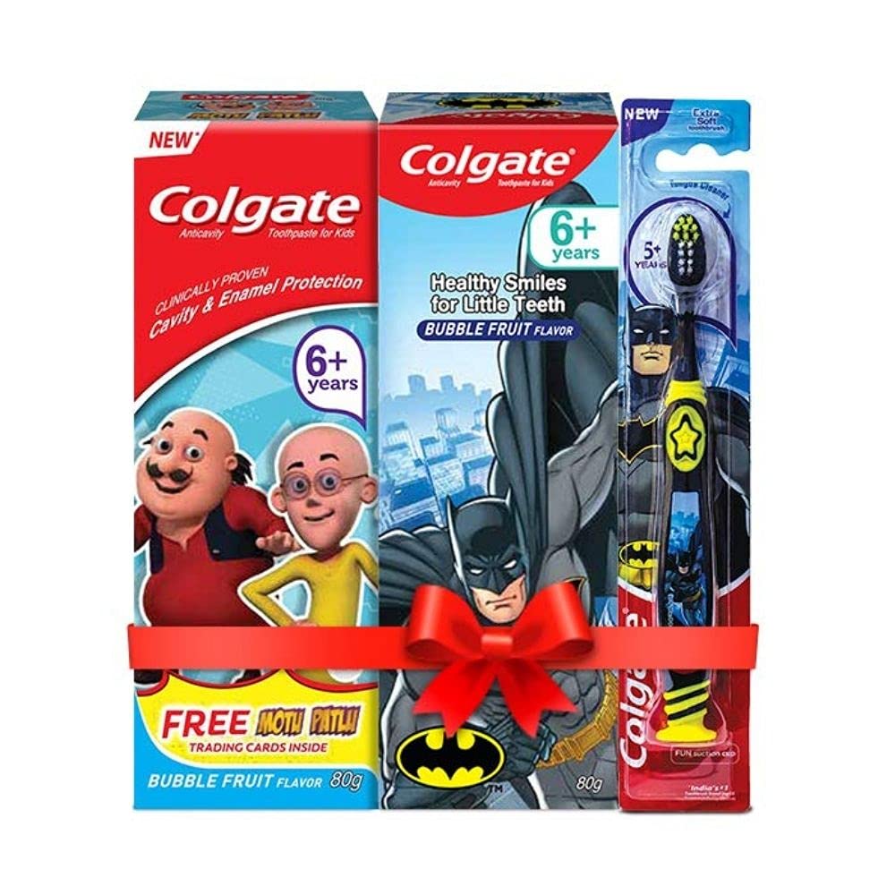 Bubble Fruit kids toothpaste pair with Batman toothbrush for ages 6+