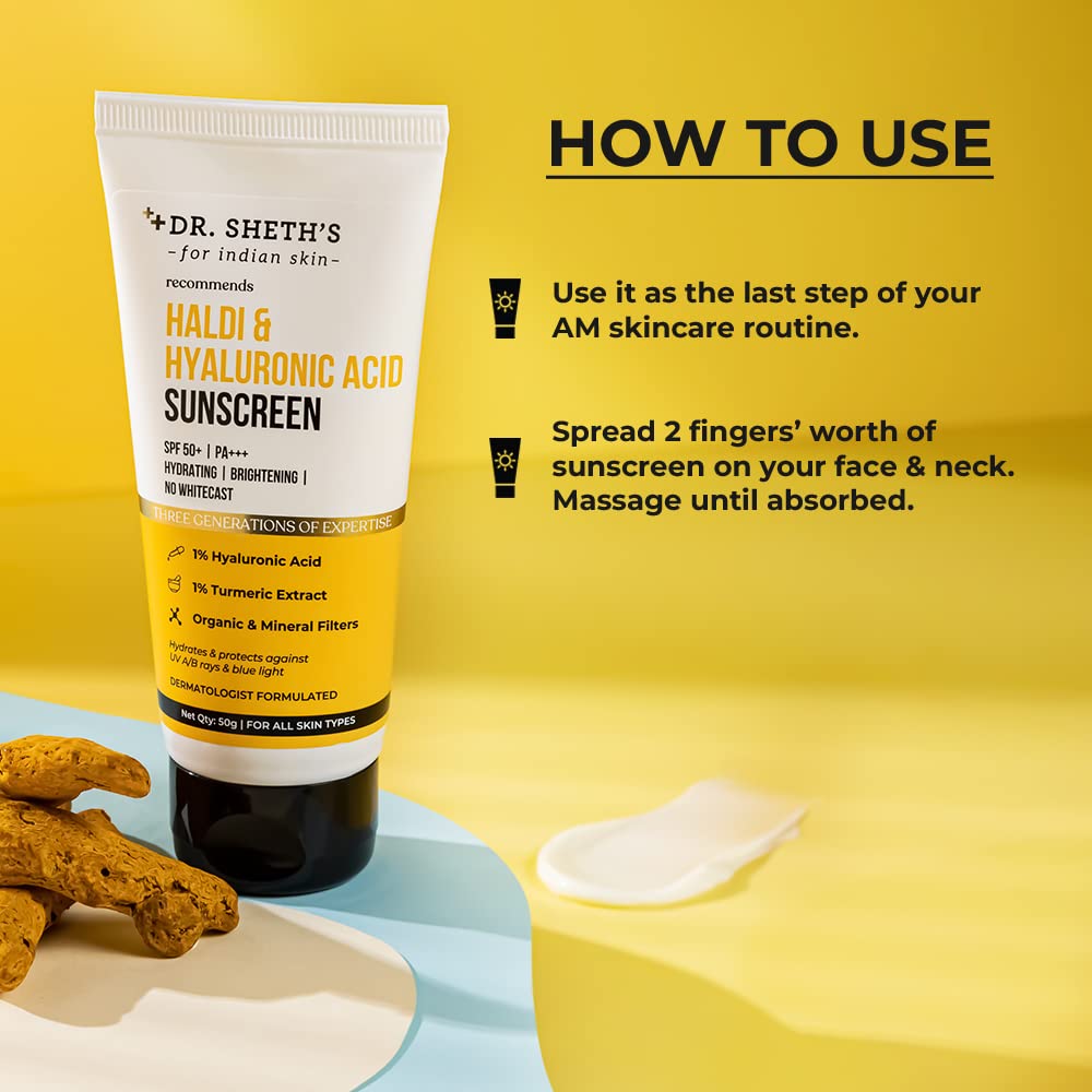 Dr. Sheth's Haldi & Hyaluronic Acid Sunscreen with 1% Hyaluronic Acid & 1% Turmeric Extract – view 4