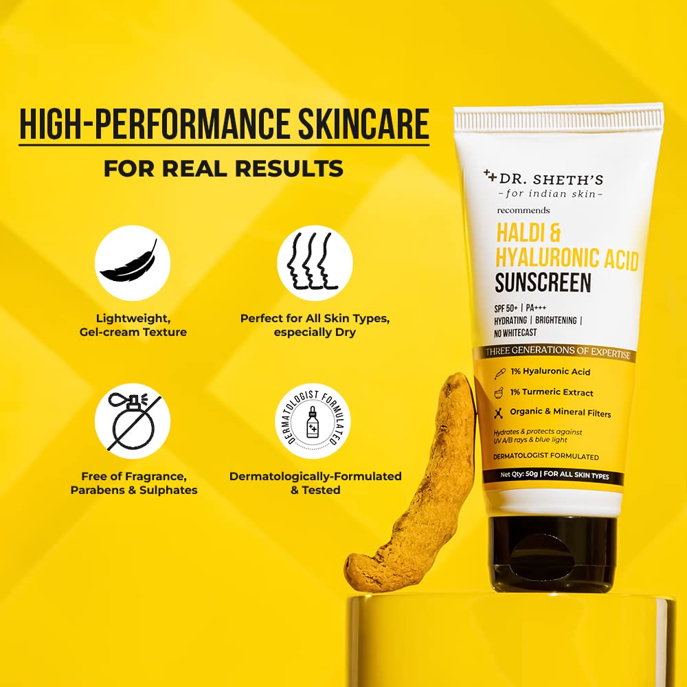 Dr. Sheth's Haldi & Hyaluronic Acid Sunscreen with 1% Hyaluronic Acid & 1% Turmeric Extract – view 5