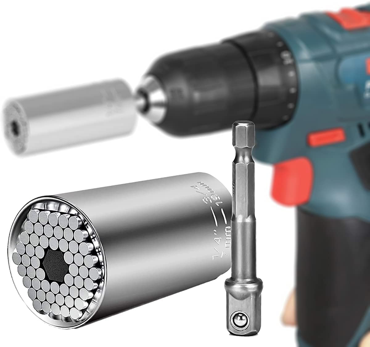 TCCO ENTERPRISE Universal Wrench Socket Tools Multi-Size in One Self Adjustable for Regularity or Irregularity Screw Improvement & Joint for Electric Drill, Flat, Fixed Square and Hex – view 2
