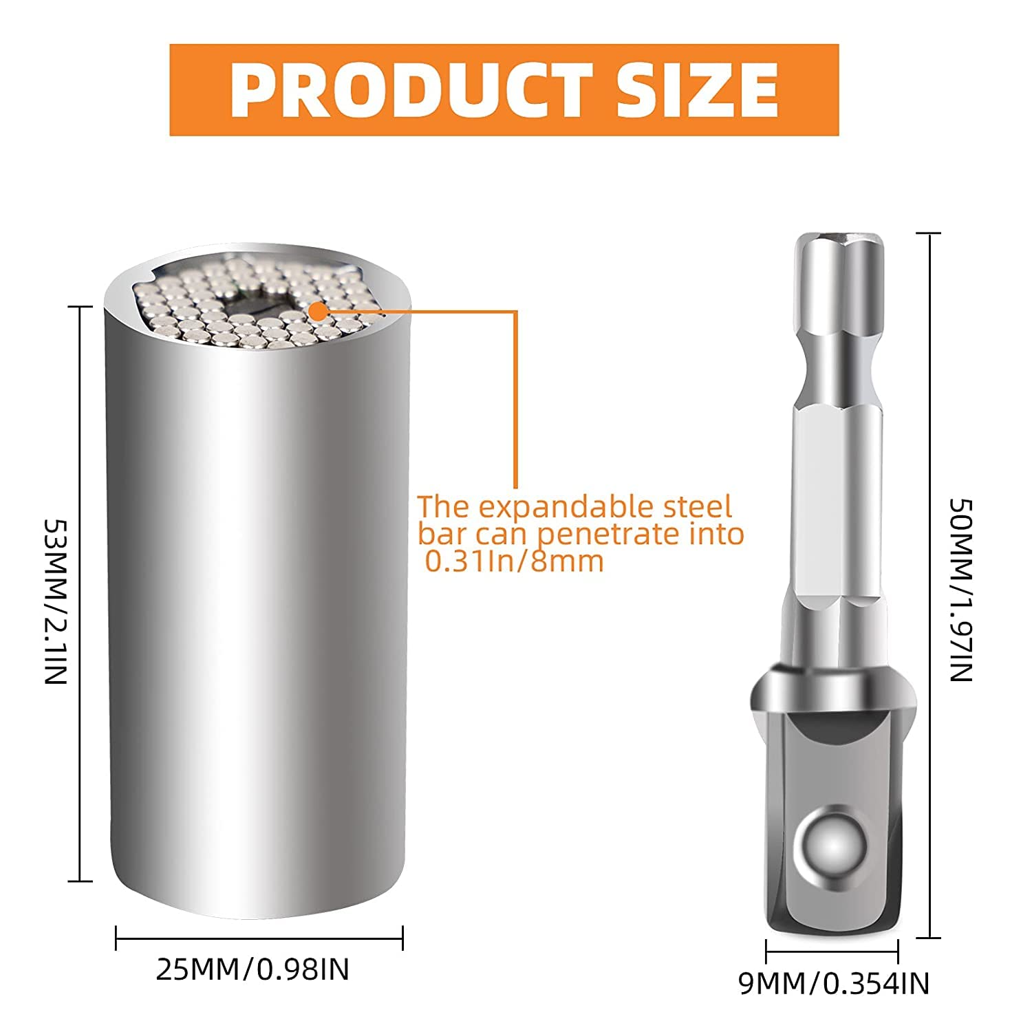 TCCO ENTERPRISE Universal Wrench Socket Tools Multi-Size in One Self Adjustable for Regularity or Irregularity Screw Improvement & Joint for Electric Drill, Flat, Fixed Square and Hex – view 3