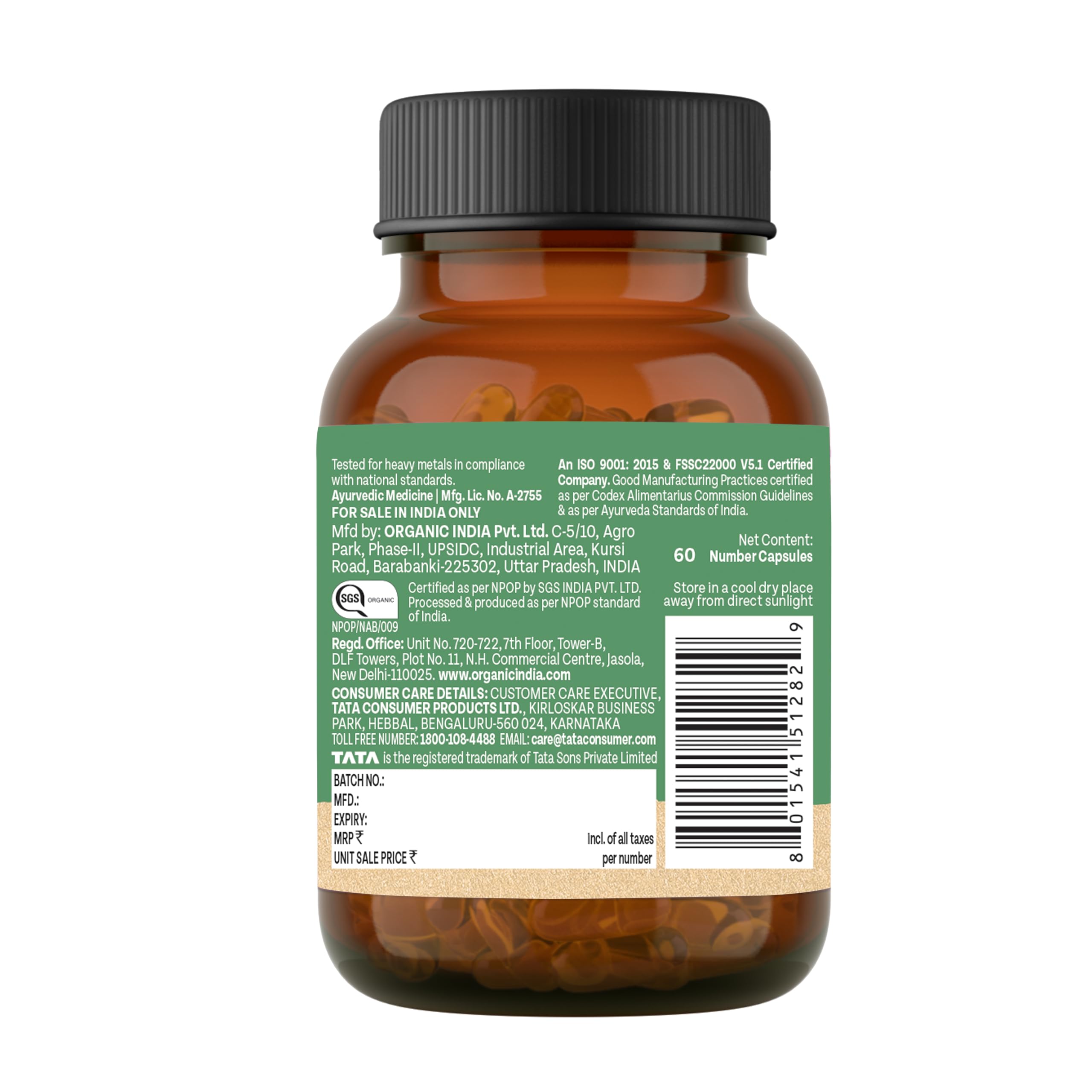 A TATA Product - Organic India Neem Blood Purifier - 60 Veg Capsules, Natural Blood Purifier, Plant-Based Anti-Bacterial, Anti-Viral, With Immunity Boosting Properties, GMP & NPOP Certified Organic – view 8