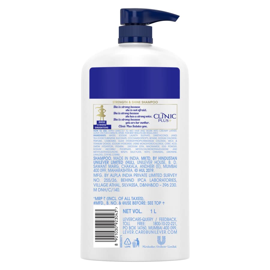 Clinic Plus Strength & Shine With Egg Protein Shampoo For Hair Strengthening & Shine 1 L – view 2
