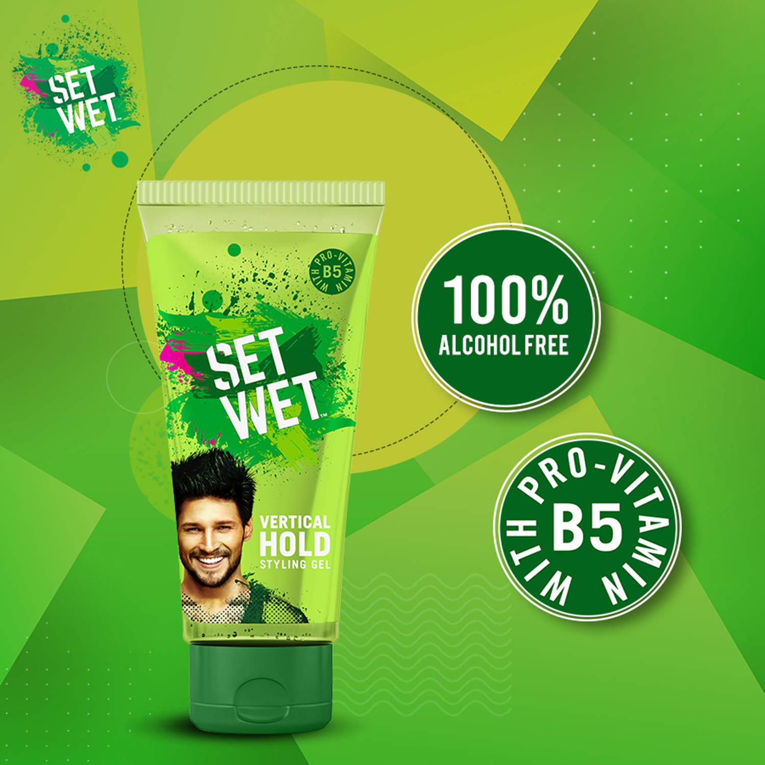 Set Wet Hair Gel For Men, Vertical Hold, Strong Hold, Tube, 100 ml (Pack of 3) – view 3