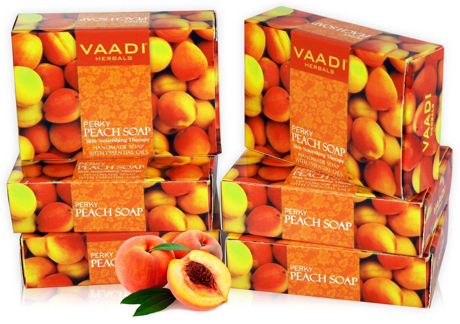 Vaadi Herbals Super Value Perky Peach Soap with Almond Oil, 75gms x 6 – view 2