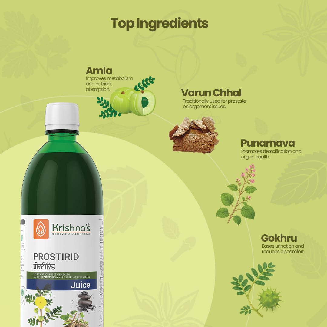 KRISHNA'S HERBAL & AYURVEDA Prostirid Juice, Enriched With 9 Other Herbs, No Artificial Colors or Flavors, 1000 Ml - (Pack of 1) – view 4