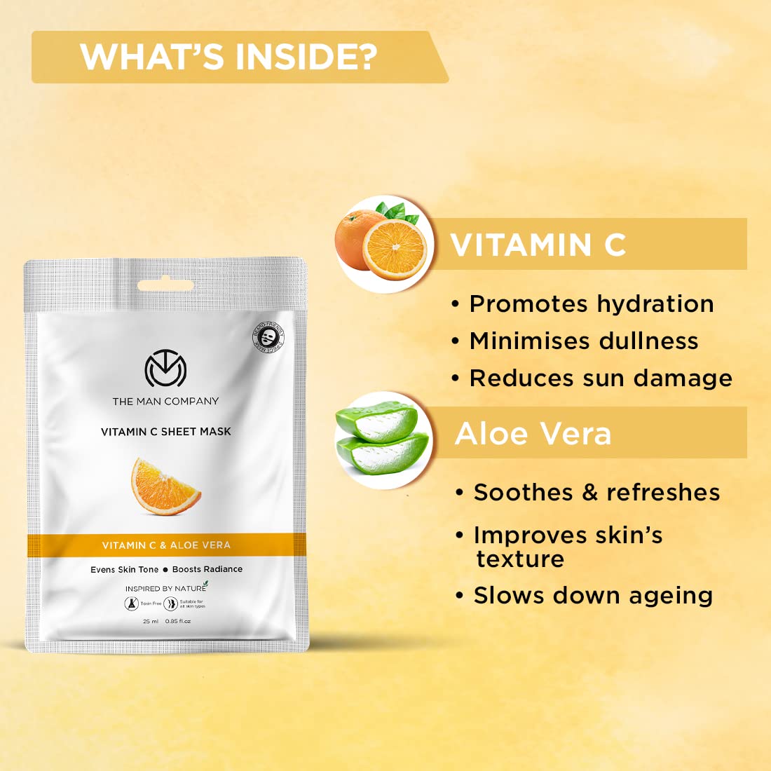 The Man Company Vitamin C Sheet Mask with Hyaluronic Acid & Lemon – view 3
