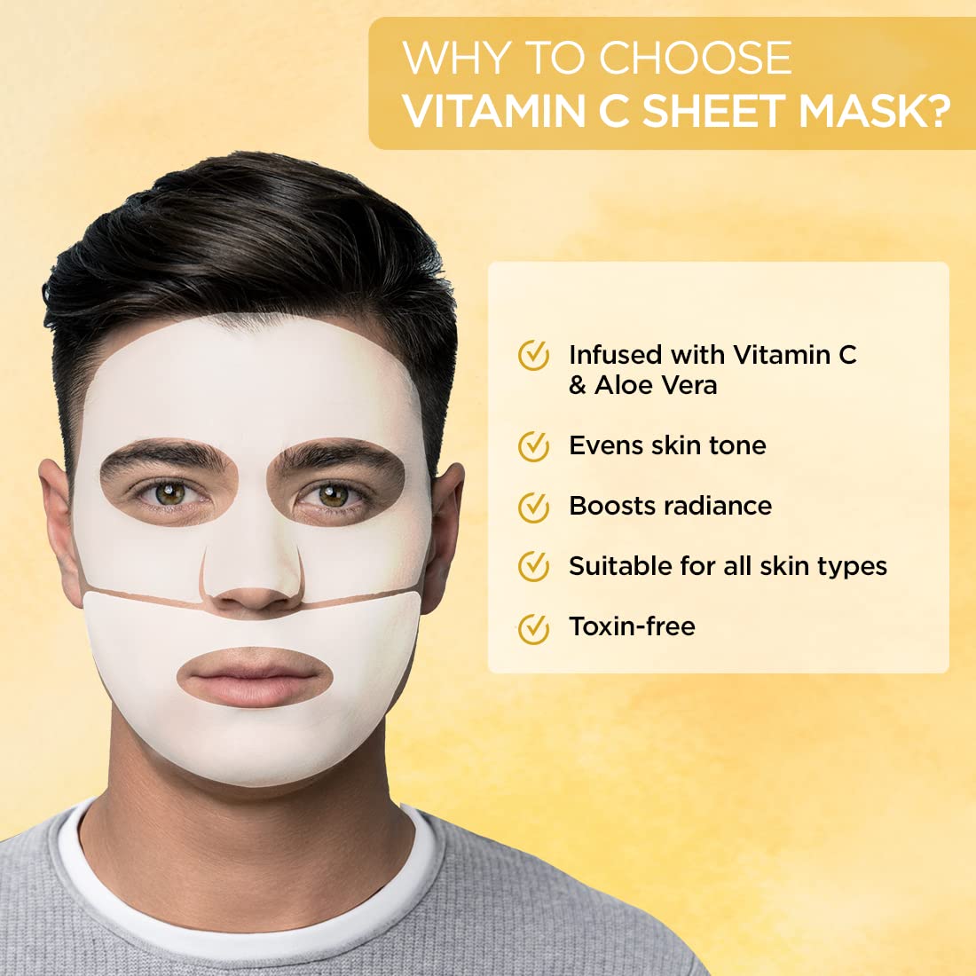 The Man Company Vitamin C Sheet Mask with Hyaluronic Acid & Lemon – view 4