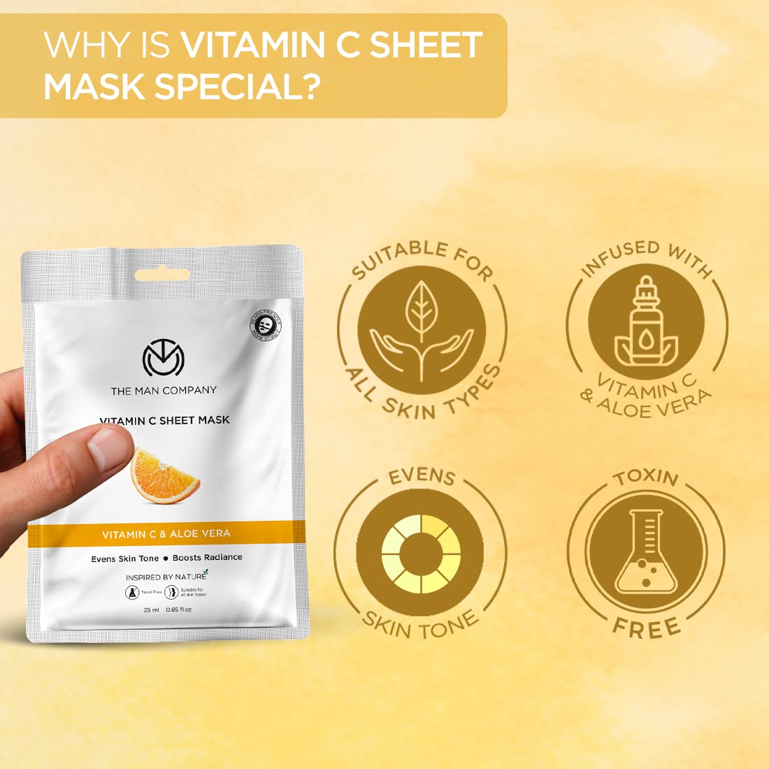 The Man Company Vitamin C Sheet Mask with Hyaluronic Acid & Lemon – view 5