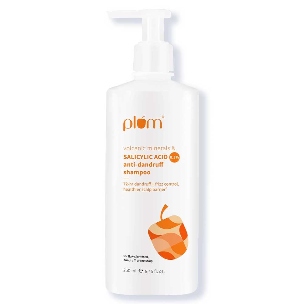Plum anti-dandruff shampoo for flakes, frizz, and scalp buildup