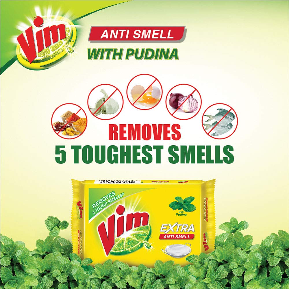 Vim Dishwash Anti Smell Bar, Pudina, Removes Tough Food Smells From Utensils 250 g – view 6
