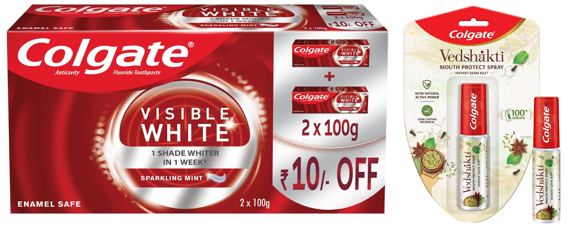 Colgate whitening toothpaste 100g x 2 with mouth protect spray