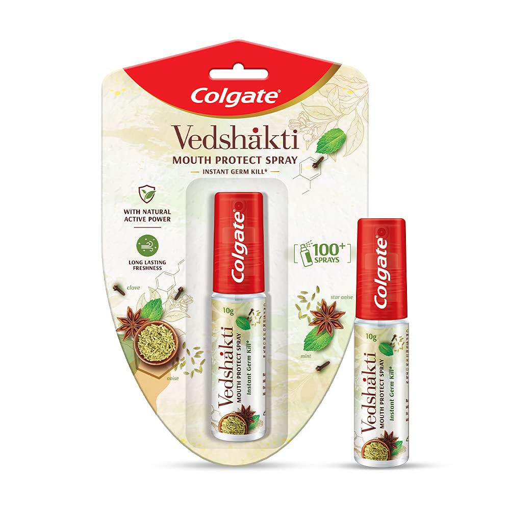 Colgate Visible White Teeth Whitening Toothpaste, Pack of 200g (100g X 2) & Vedshakti Mouth Protect Spray - 10gm,Pack of 1 – view 5