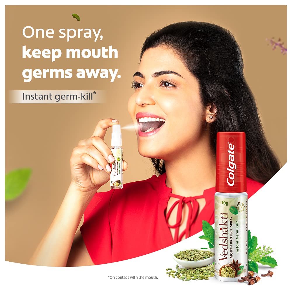 Colgate Visible White Teeth Whitening Toothpaste, Pack of 200g (100g X 2) & Vedshakti Mouth Protect Spray - 10gm,Pack of 1 – view 6