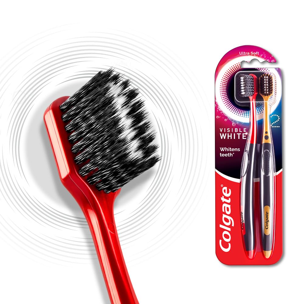 Colgate Visible White O2 Manual Toothbrush- 2 Pcs & Colgate Visible White O2, Teeth Whitening Toothpaste, Aromatic Mint, 25g COMBO – view 2