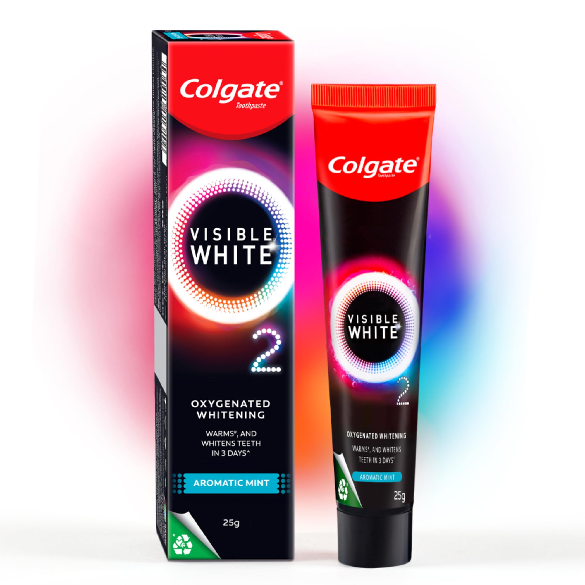 Colgate Visible White O2 Manual Toothbrush- 2 Pcs & Colgate Visible White O2, Teeth Whitening Toothpaste, Aromatic Mint, 25g COMBO – view 5