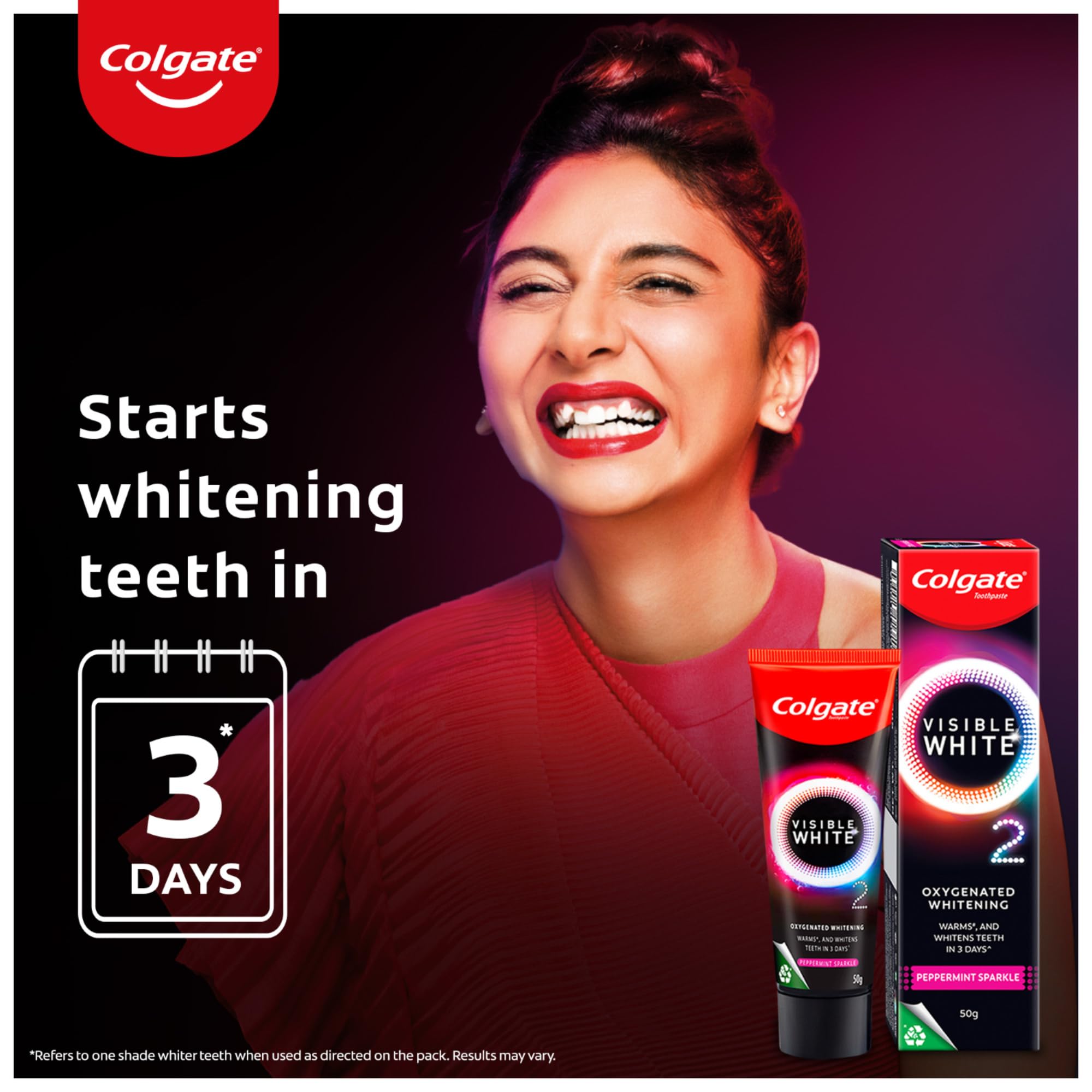 Colgate Visible White O2 Manual Toothbrush- 2 Pcs & Colgate Visible White O2, Teeth Whitening Toothpaste, Aromatic Mint, 25g COMBO – view 6