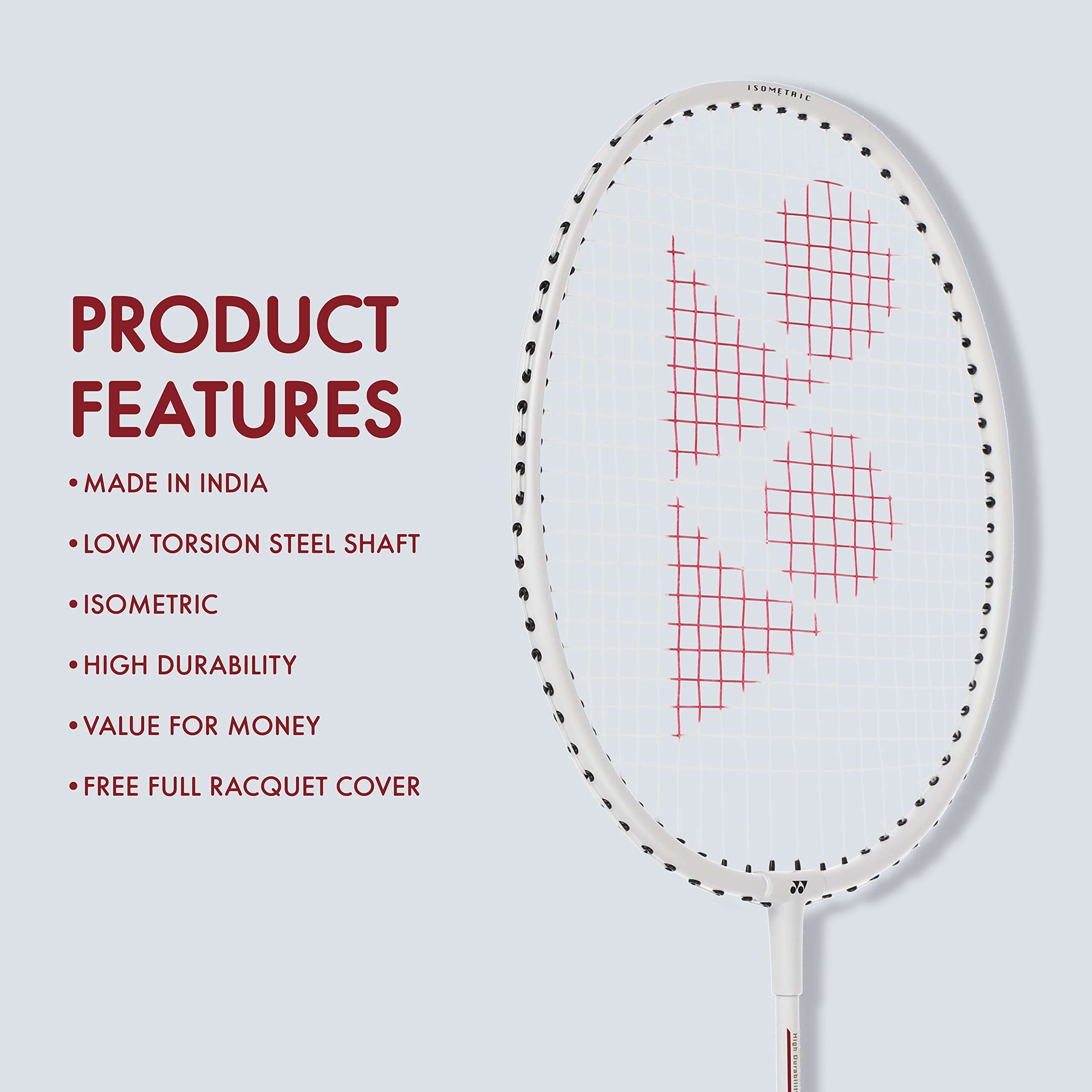 YONEX GR 303i Aluminium Strung Badminton Racket with Full Racket Cover (White) – view 2