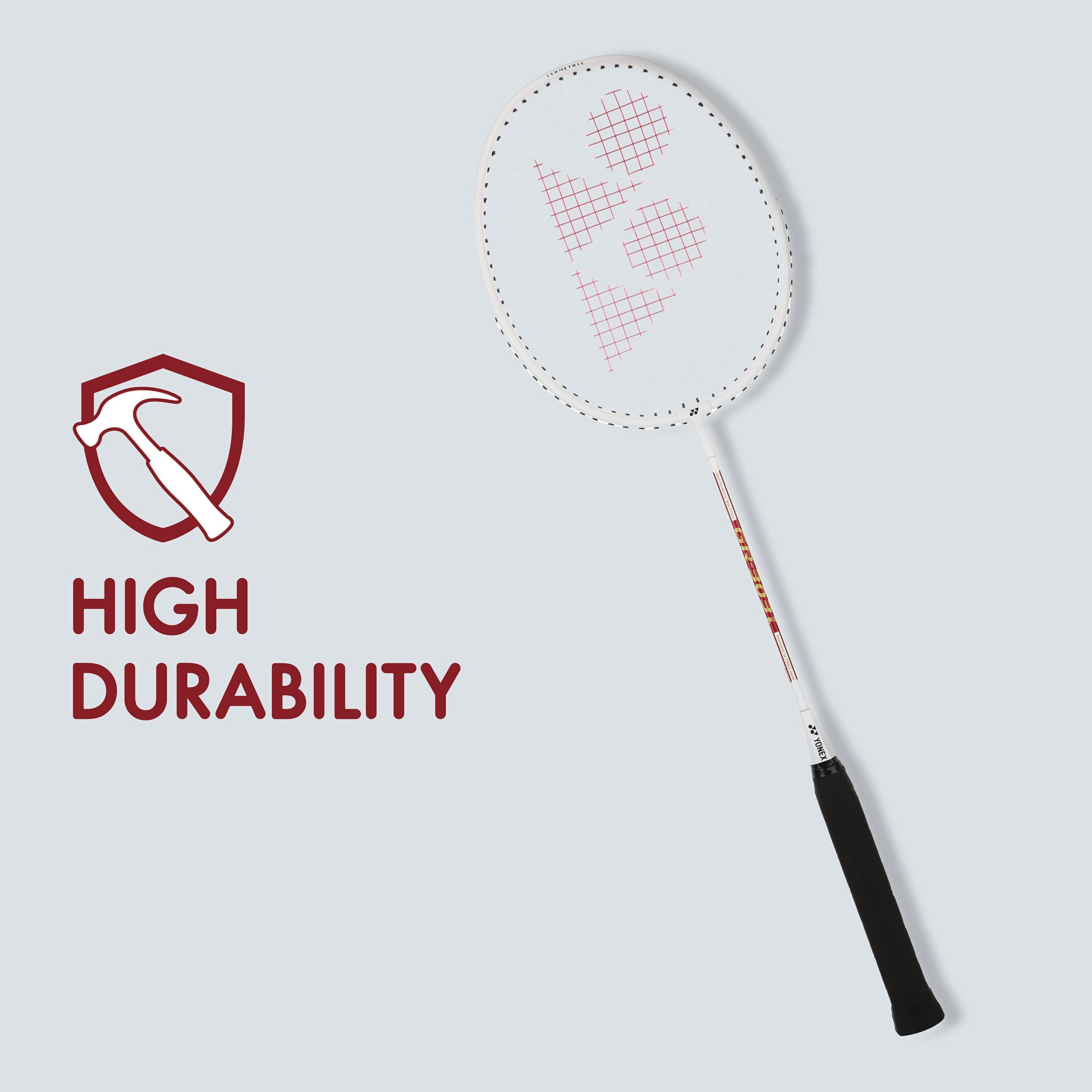 YONEX GR 303i Aluminium Strung Badminton Racket with Full Racket Cover (White) – view 6