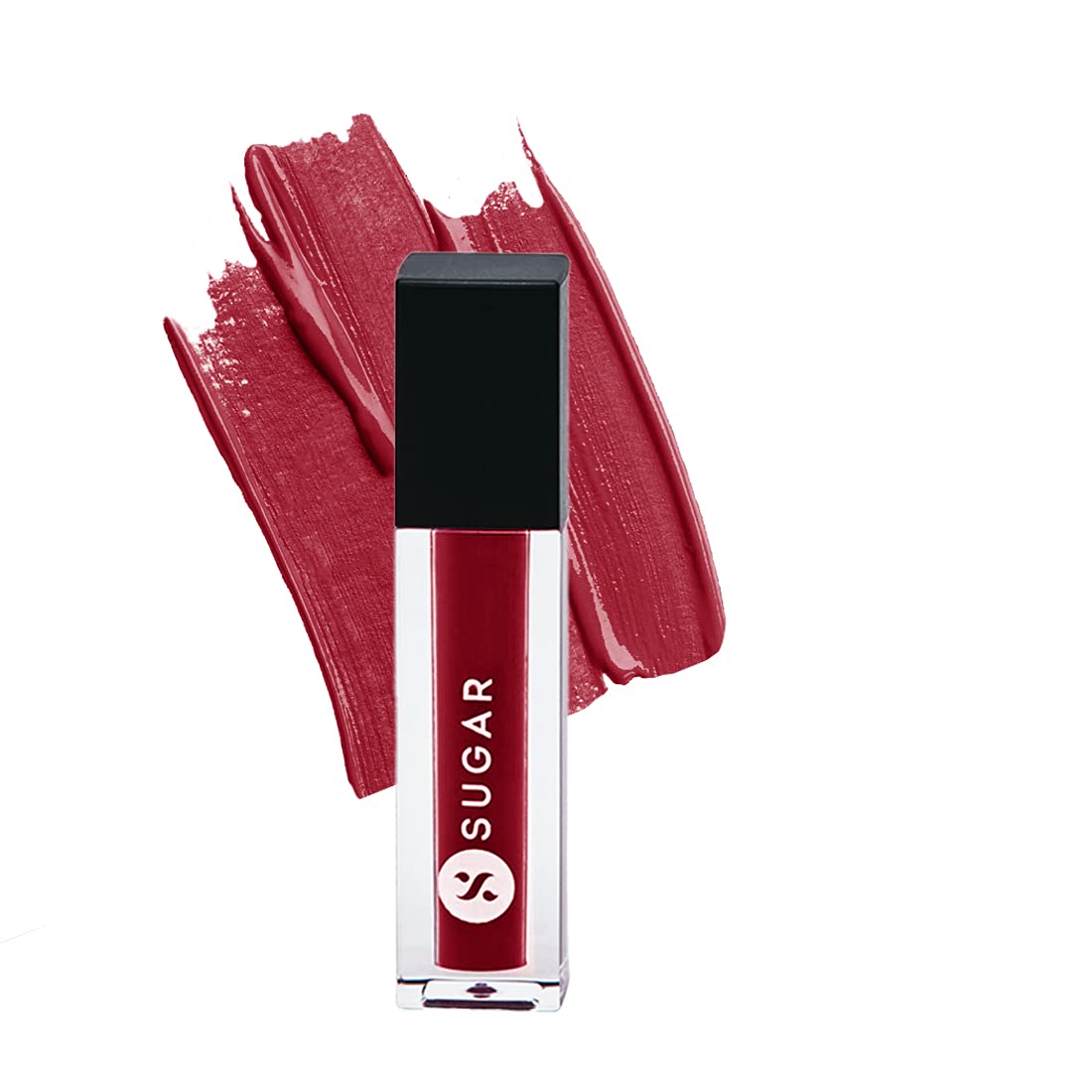 Matte red SUGAR liquid lipstick in travel-size 1.1 ml tube
