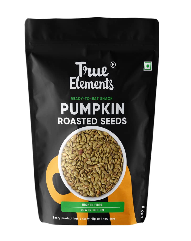 True Elements Roasted Pumpkin Seeds 500g - Protein Snacks | Premium AAA Grade Seeds for Eating | Immunity Booster Seeds | Fibre Rich Superfood