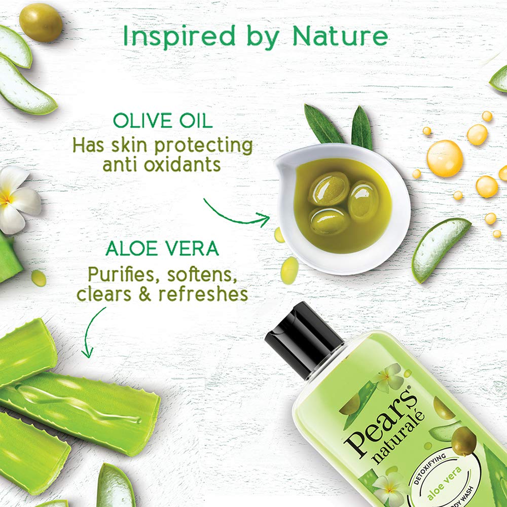 Pears Naturale Detoxifying Aloe Vera Body Wash 250 ml, 100% Natural Ingredients, Liquid Shower Gel with Olive Oil for Glowing Skin - Paraben Free – view 6