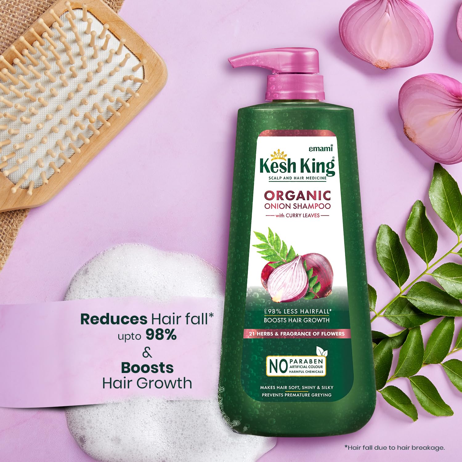 Kesh King Organic Onion Shampoo With Curry Leaves Reduces Hair Fall Upto 98%,Boosts Hair Growth&Keeps Hair Smooth Upto 48Hrs – view 2