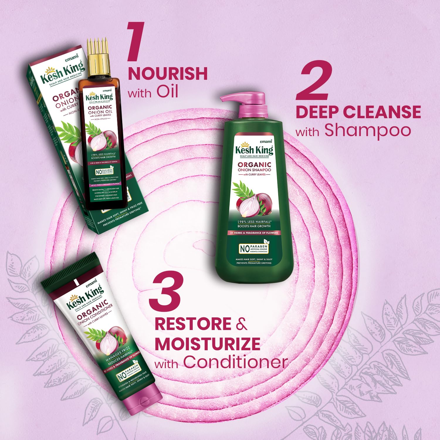 Kesh King Organic Onion Shampoo With Curry Leaves Reduces Hair Fall Upto 98%,Boosts Hair Growth&Keeps Hair Smooth Upto 48Hrs – view 6