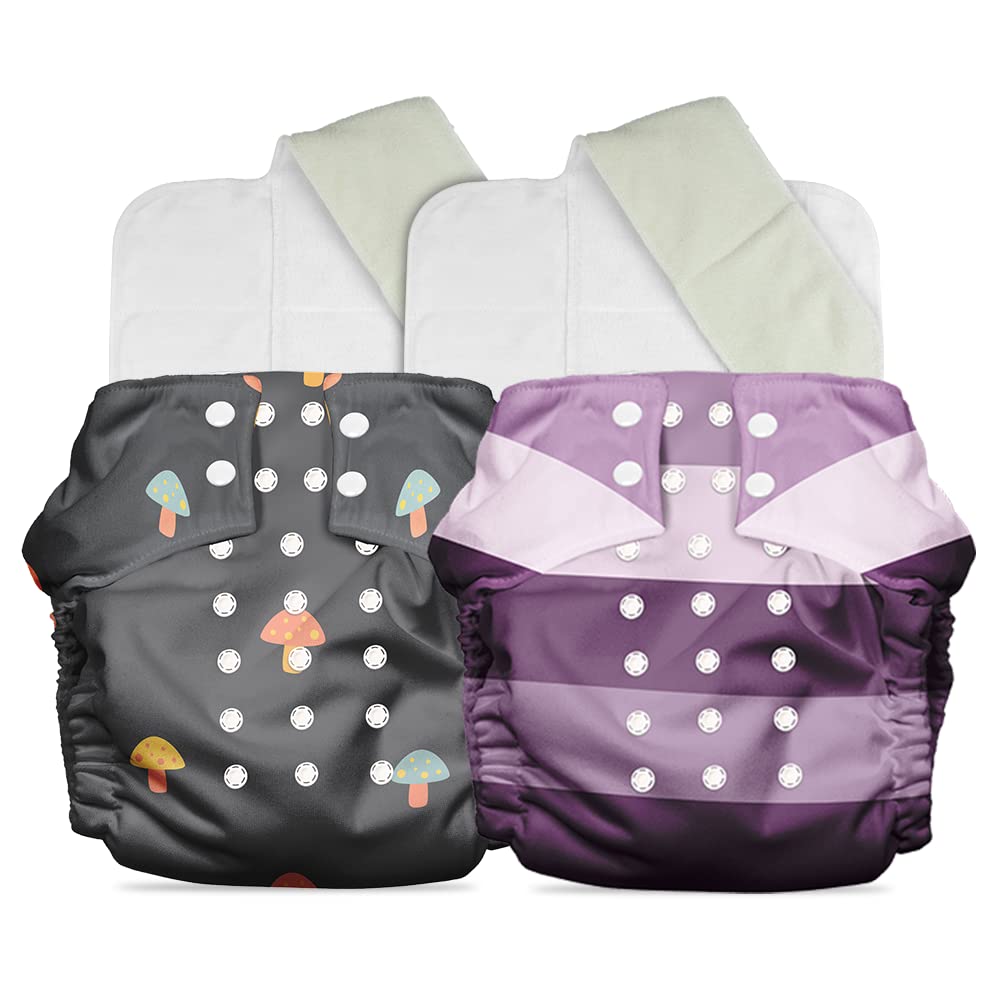 Reusable baby cloth diapers with booster pad in two colors