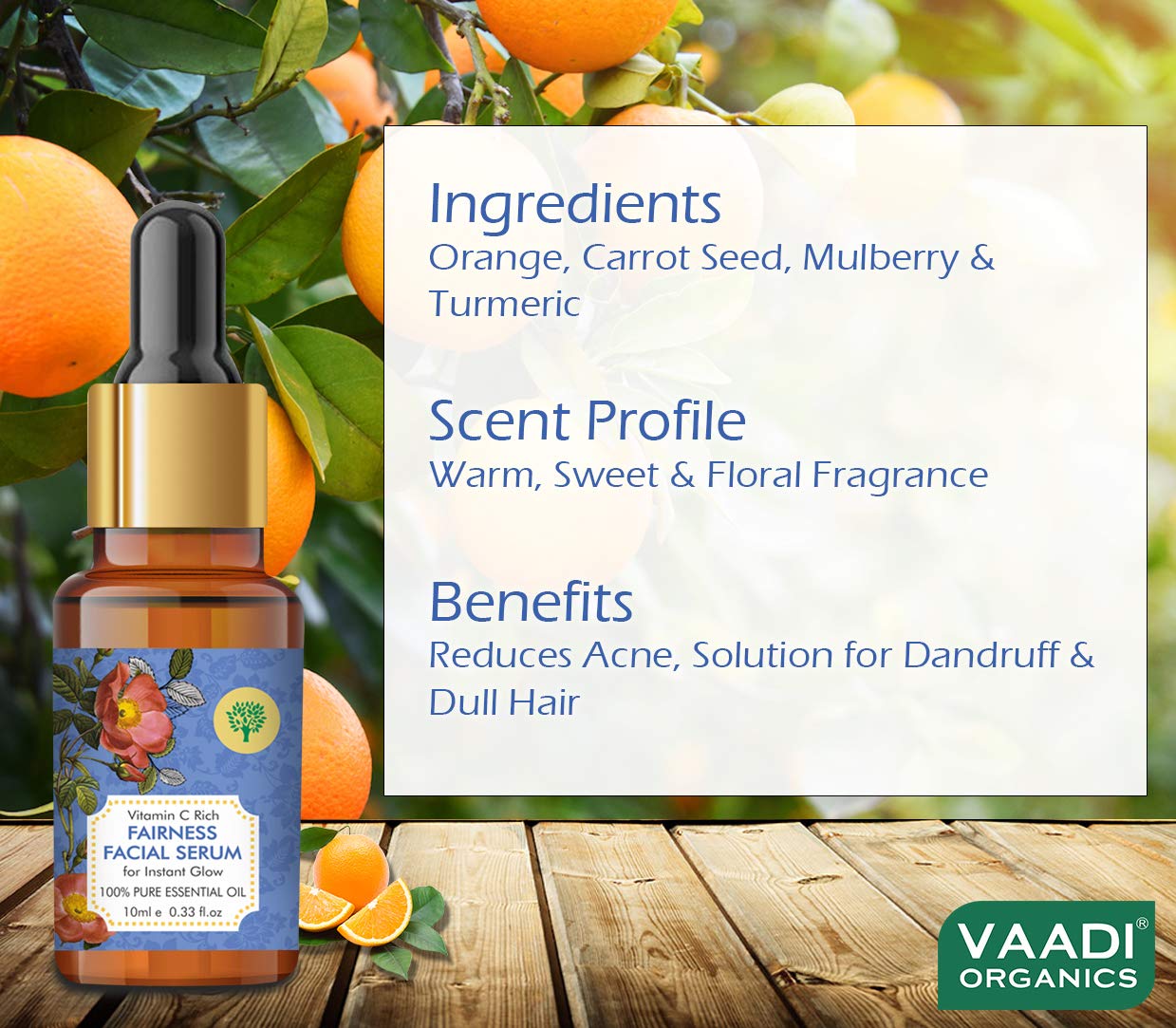 VAADI HERBALS Vitamin C Fairness Facial Serum - Brightens Skin, Lightens Complexion, Protects From Sun Damage, 10 ml – view 5