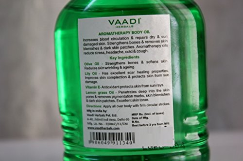 Vaadi Herbals Aromatherapy Body Oil, Lemongrass and Lily, 110ml – view 3