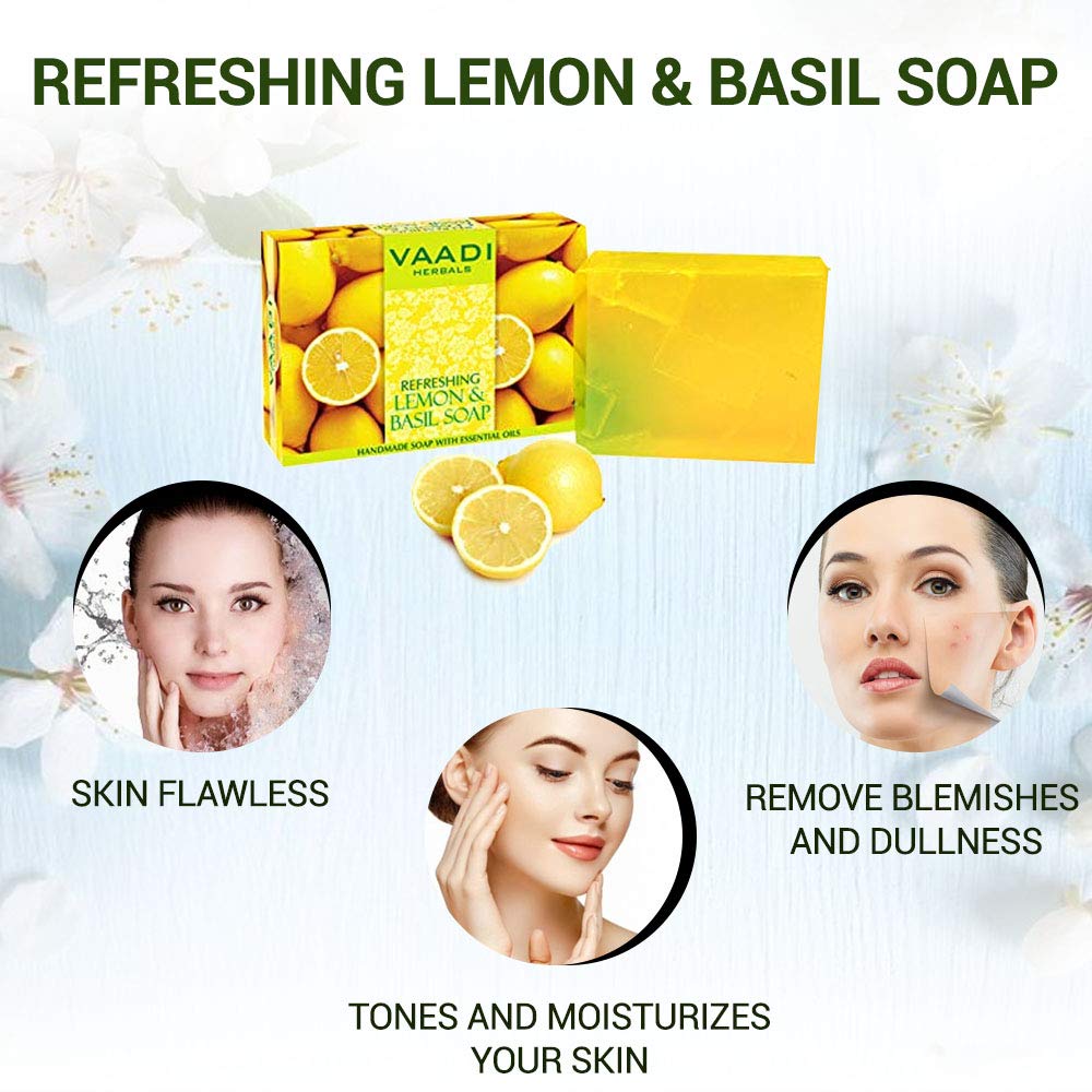 Vaadi Herbals Refreshing Lemon and Basil Soap, 3 x 75g – view 3