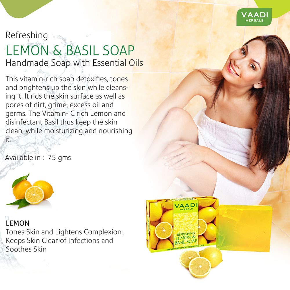 Vaadi Herbals Refreshing Lemon and Basil Soap, 3 x 75g – view 4