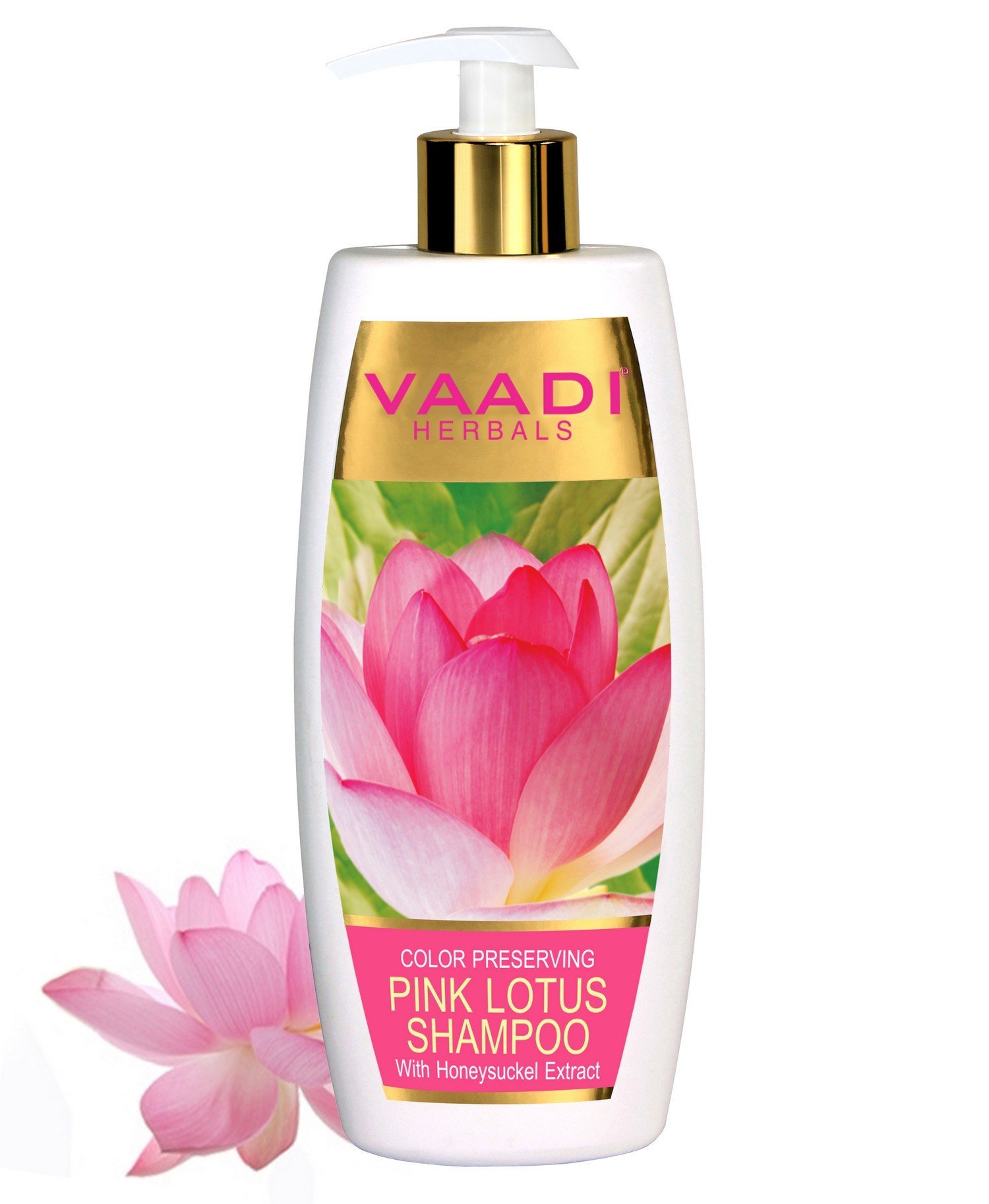 Vaadi Herbals Pink Lotus Shampoo with Honey Suckle Extract, Color Preserving, 350 ml – view 2
