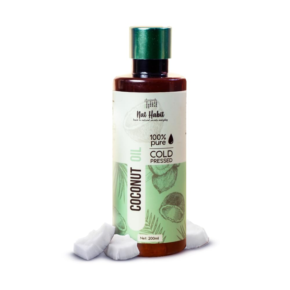 Nat Habit coconut oil bottle for hair, skin, and body massage