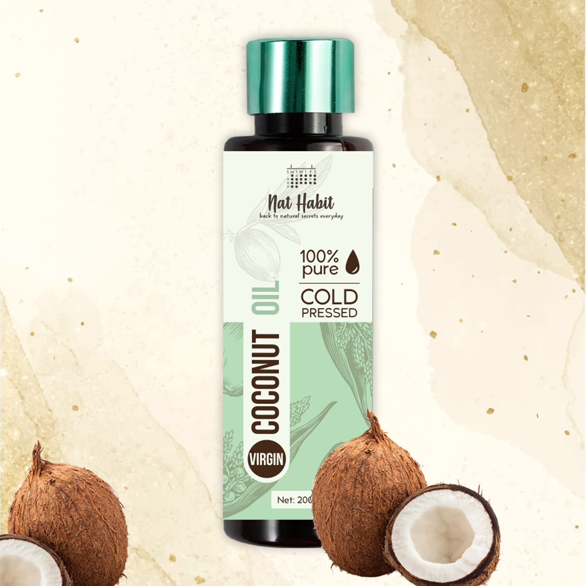 Nat Habit Cold Pressed Coconut Oil for Skin & Hair, Of Whole Kernels from Tamil Nadu & Kerala – view 3