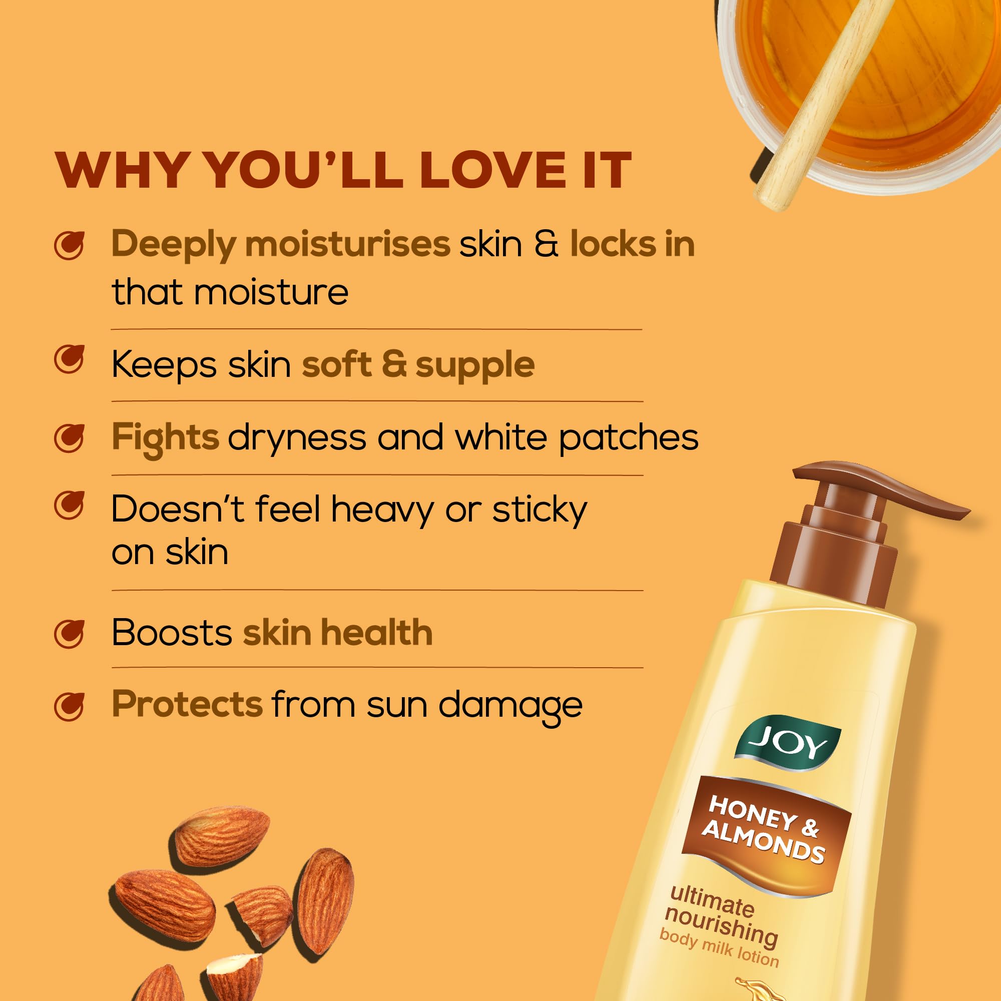 Joy Honey & Almonds Ultimate Nourishing Body Milk Lotion (400ml) – view 5