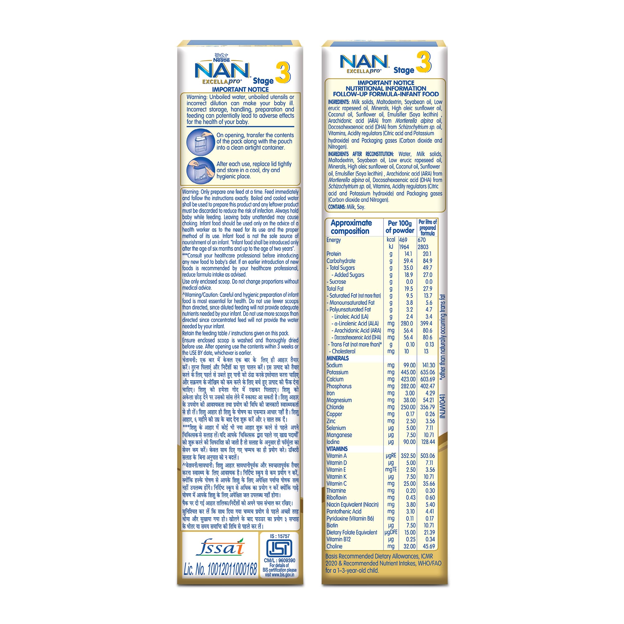 EXCELLAPRO Nestle Nan Excellapro 3 Follow-Up Formula-Powder After 12 Months, Stage 3, 400G Bag-In-Box Pack, Infant – view 3