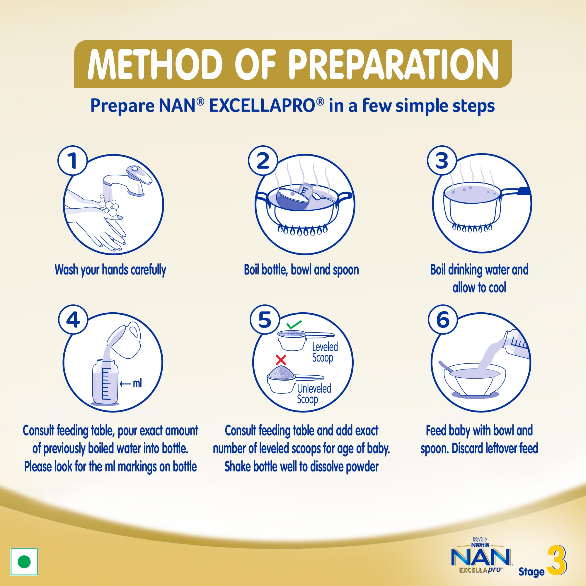 EXCELLAPRO Nestle Nan Excellapro 3 Follow-Up Formula-Powder After 12 Months, Stage 3, 400G Bag-In-Box Pack, Infant – view 9