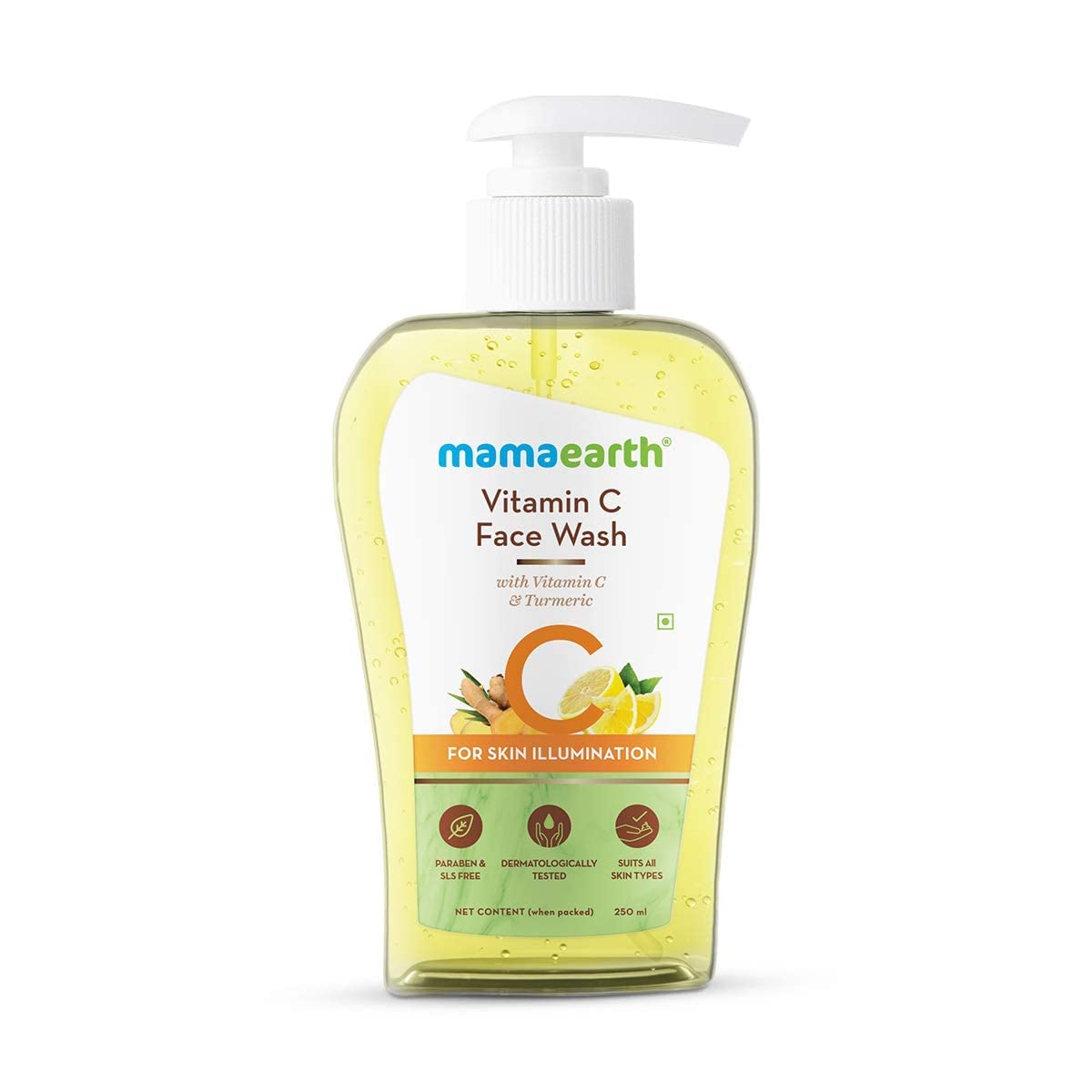 Front view of Mamaearth Vitamin C Face Wash 250ml bottle