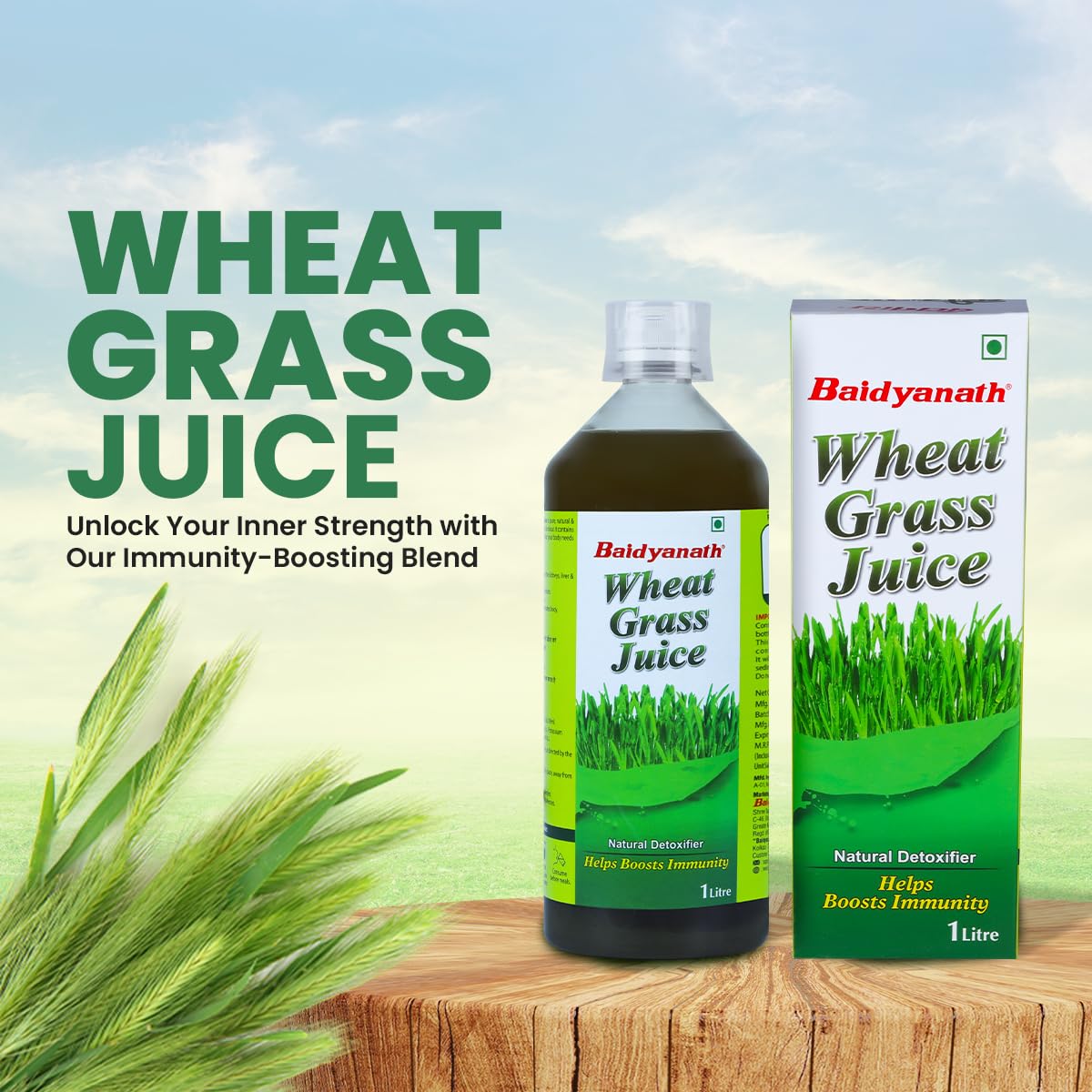 Baidyanath Wheatgrass Juice 1 Litre, Natural Detoxifier, Herbal Juice Helpful to boost Immunity, Blood Purification, Improves Digestion and Metabolism, 1000ml (Pack of 1) – view 2