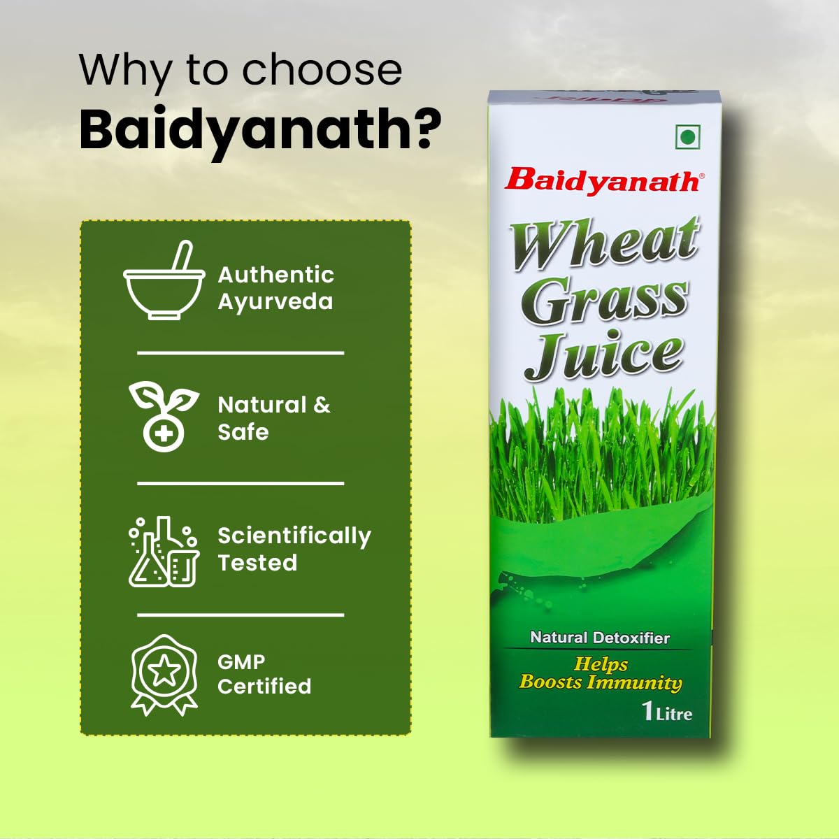 Baidyanath Wheatgrass Juice 1 Litre, Natural Detoxifier, Herbal Juice Helpful to boost Immunity, Blood Purification, Improves Digestion and Metabolism, 1000ml (Pack of 1) – view 7