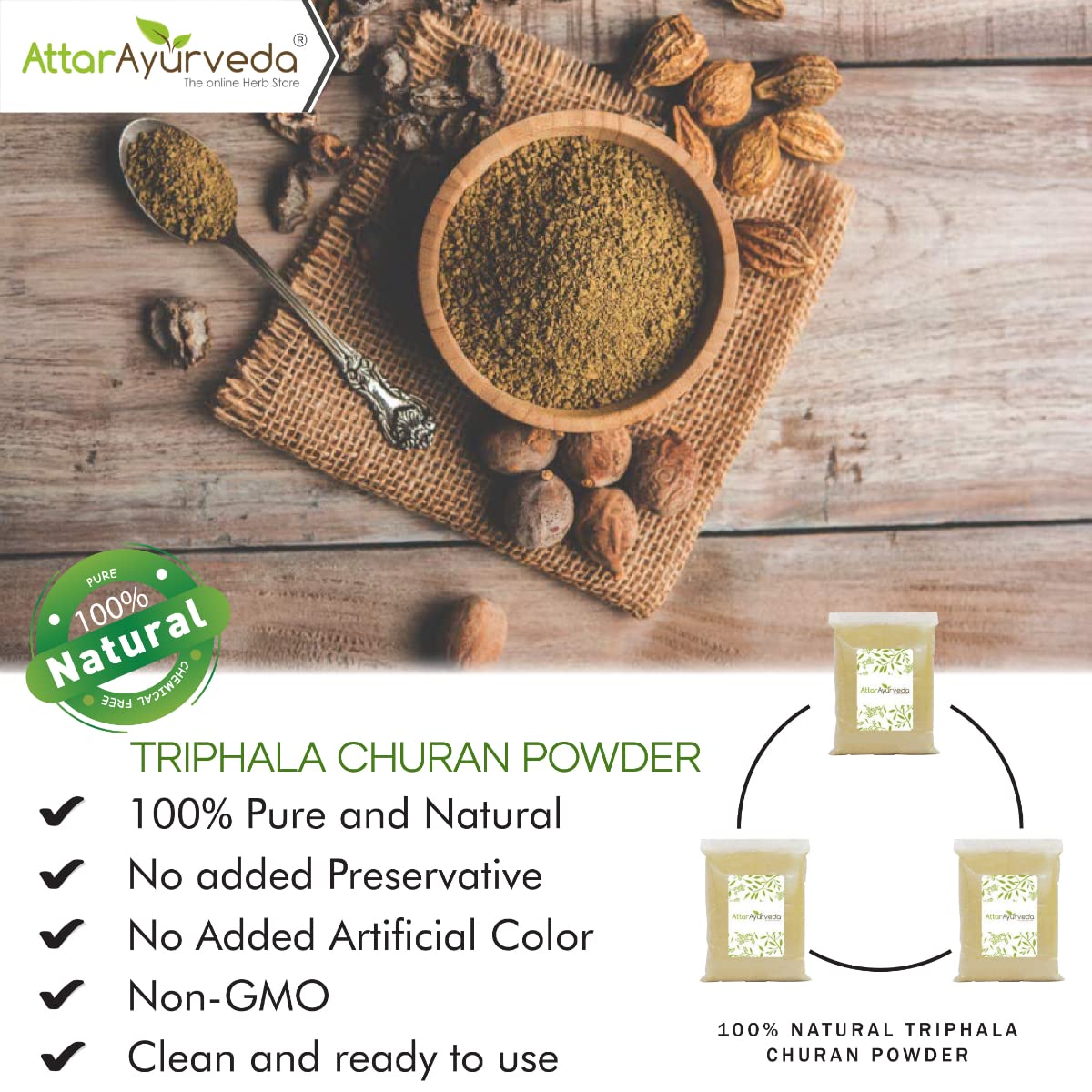 Attar Ayurveda Triphala Churan Powder (Ratio 1:2:4) - 700 grams – view 2