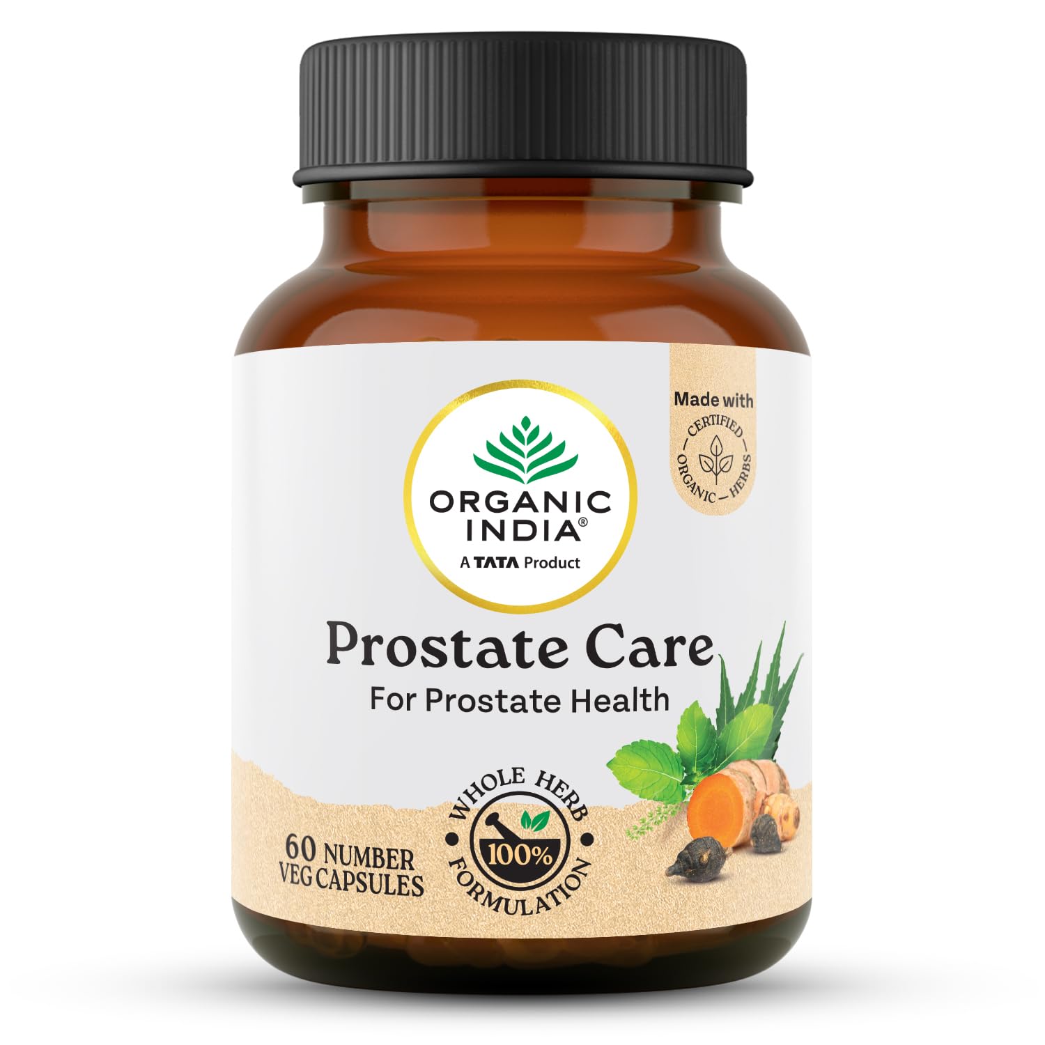 Organic India Prostate Care capsule bottle front pack shot