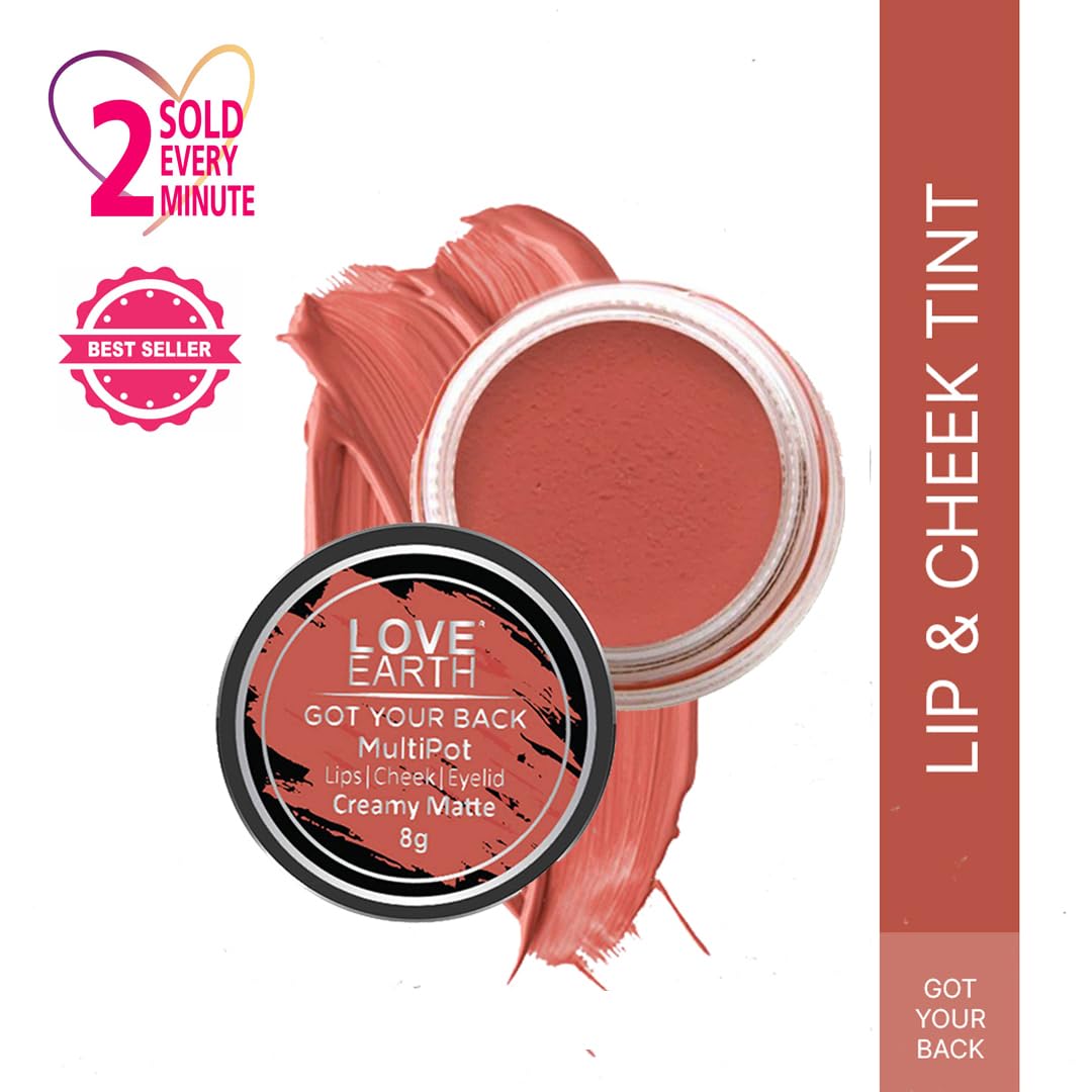 Love Earth Lip Tint & Cheek Tint Multipot-Got Your Back With Richness Of Essential Oils And Vitamin E For Lips, Eyelids & Cheeks, Matte Finish - Coral – view 2