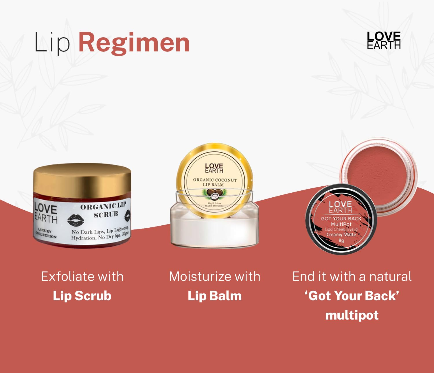 Love Earth Lip Tint & Cheek Tint Multipot-Got Your Back With Richness Of Essential Oils And Vitamin E For Lips, Eyelids & Cheeks, Matte Finish - Coral – view 6