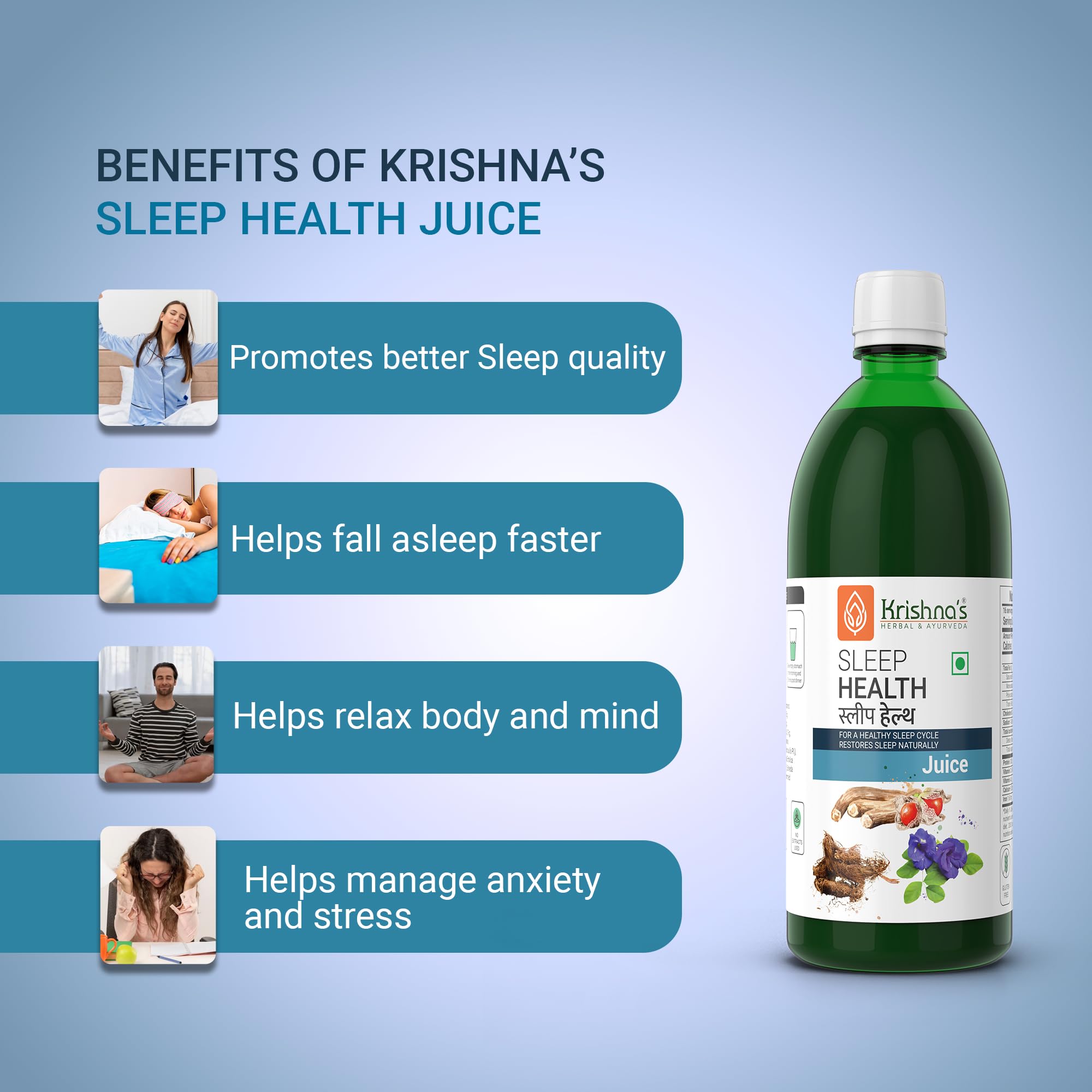 KRISHNA'S HERBAL & AYURVEDA Sleep Health Juice 1000 ml – view 4
