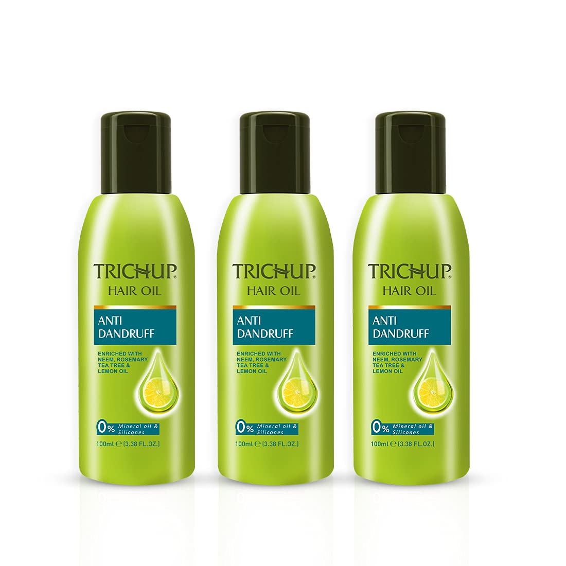 Trichup anti-dandruff hair oil three-bottle pack with neem and tea tree